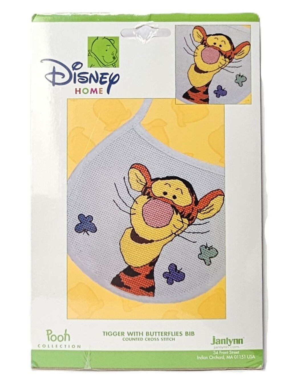 Disney Home Pooh Collection Tigger with Butterflies Counted Cross Stitch Bib Kit